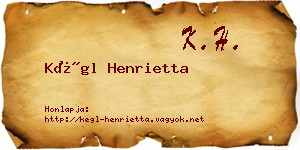 Kégl Henrietta névjegykártya